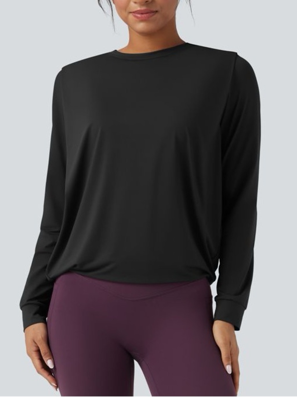 Halara Ruched Long Sleeve Yoga Top Boxy Fit - Large